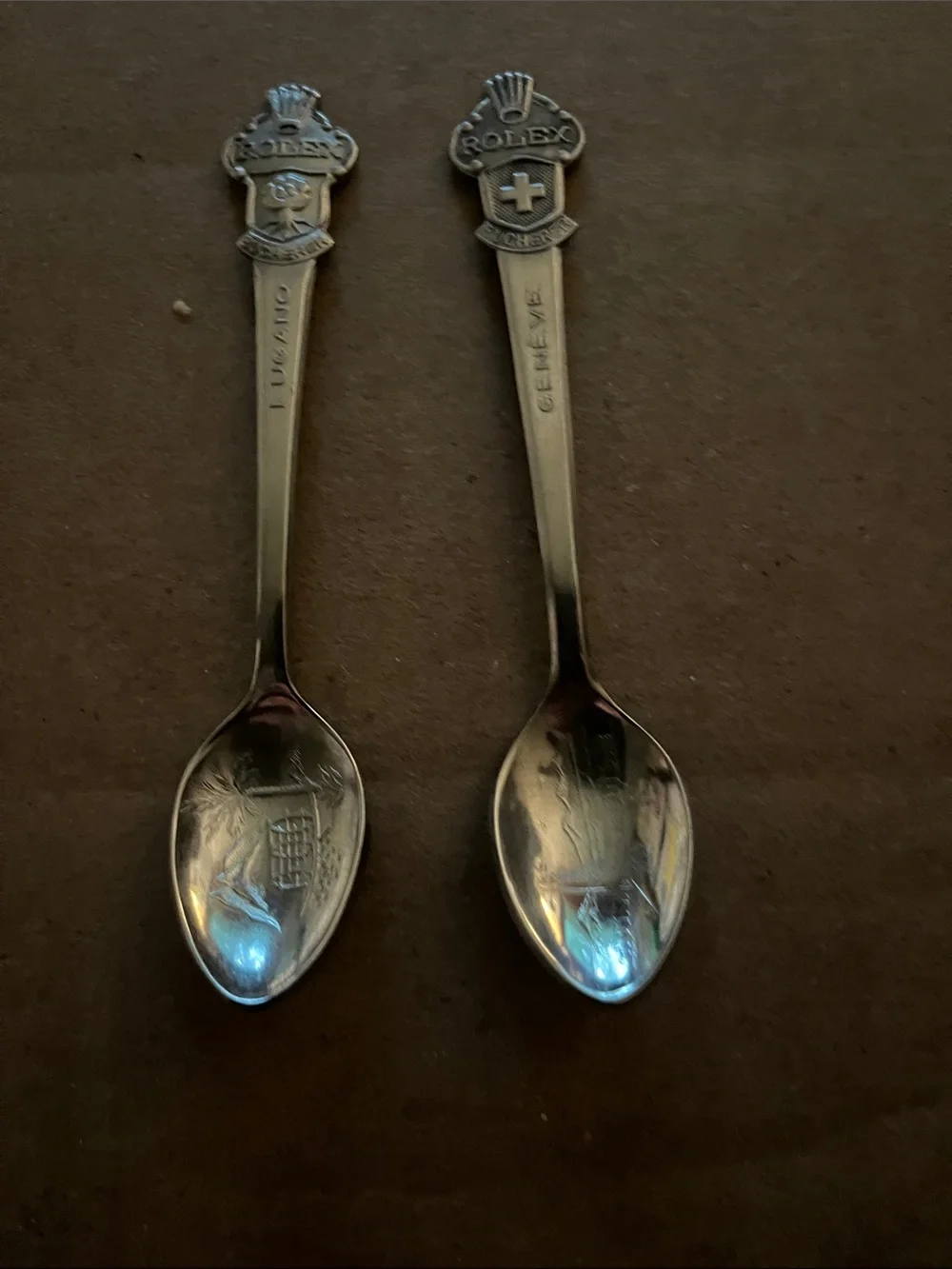 Rolex Silver-Tone Branded Souvenir Spoons - Pair